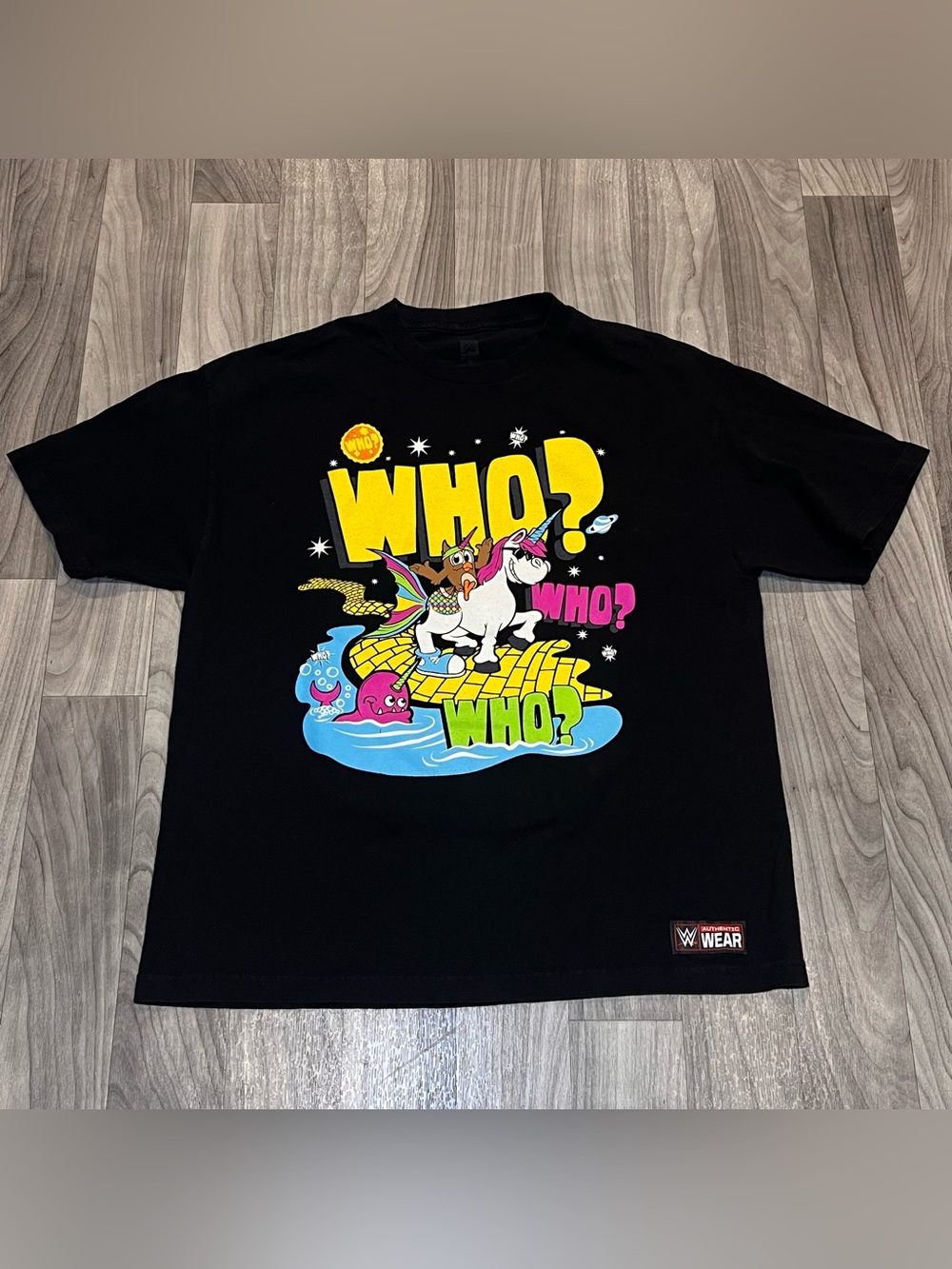 WWE WHO WHO WHO THE NEW DAY THATS WHO DOUBLE SIDED WRESTLING SHIRT